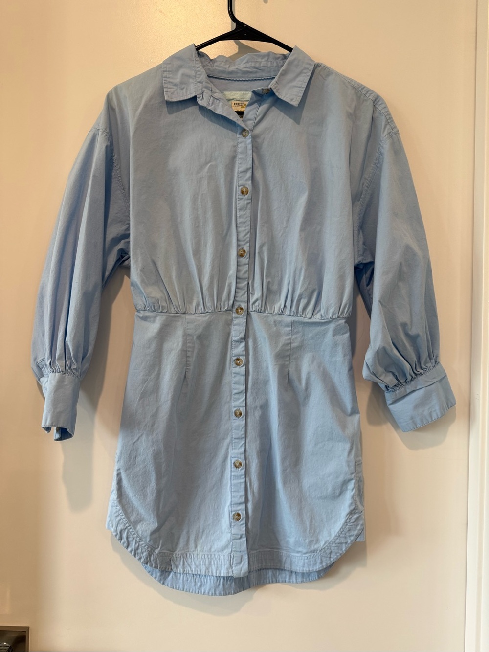 Maeve Light Blue Button-Front Mini Dress